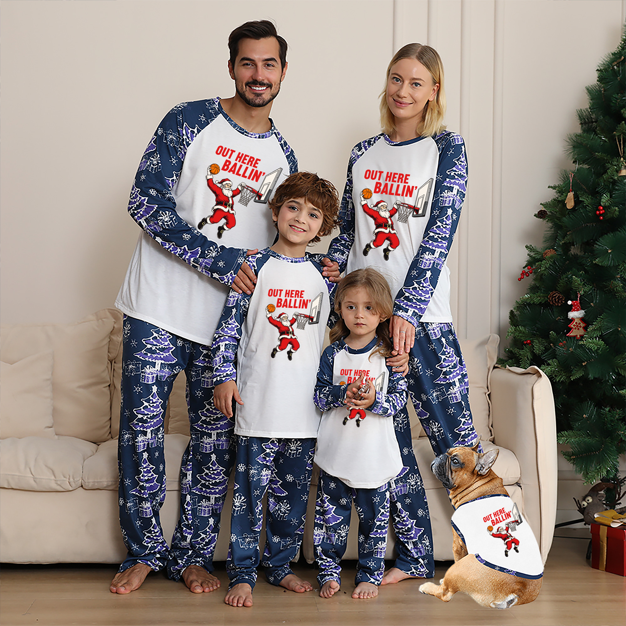 Baseball Santa Player Matching Xmas Family Pajamas 3