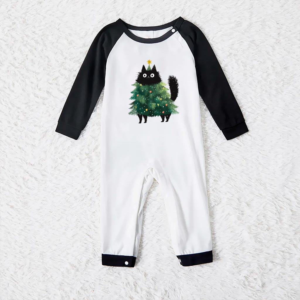 Cute Black Cat Christmas Tree Family Xmas Pajamas Sets 8