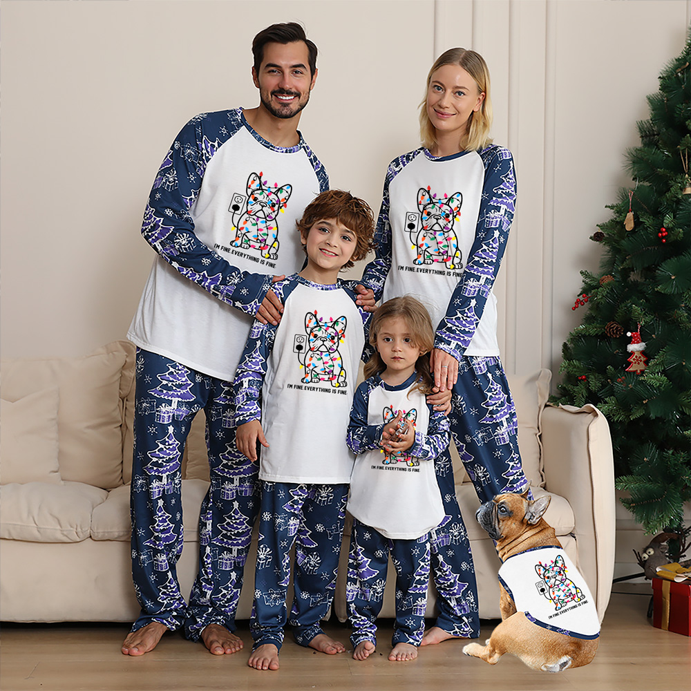 Funny French Bulldog Matching Family Christmas Jammies 4