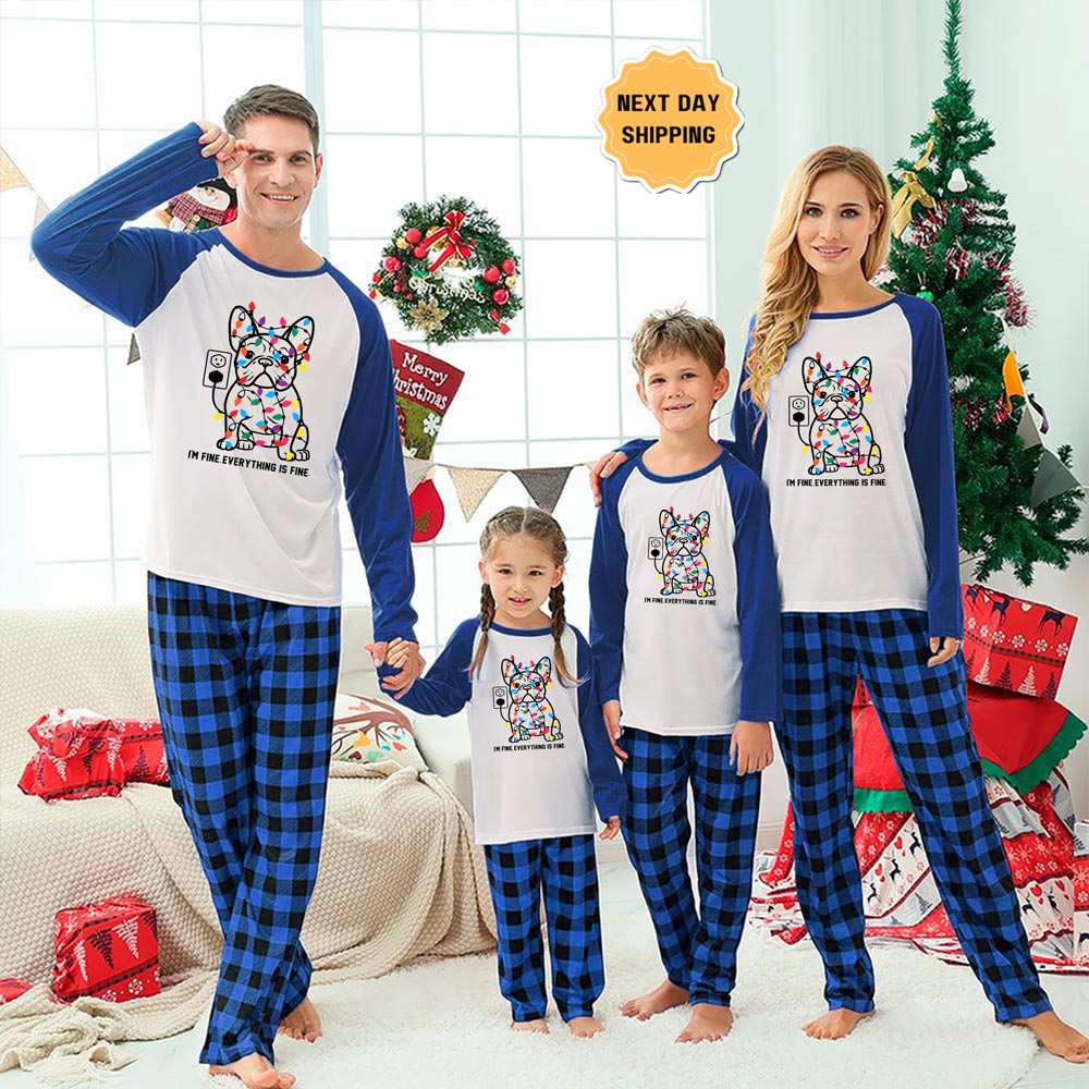 Funny French Bulldog Matching Family Christmas Jammies 5