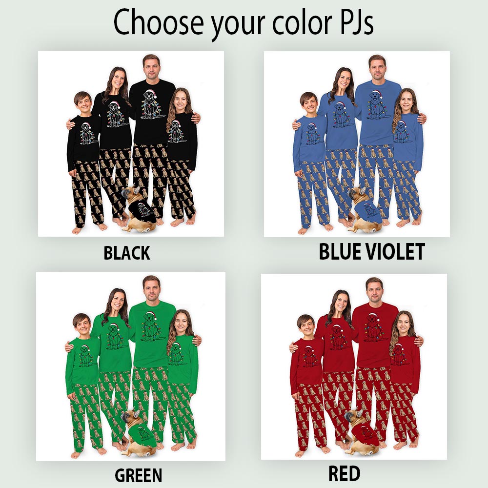 Labrador Retriever And Christmas Light Matching Family Jammies 3