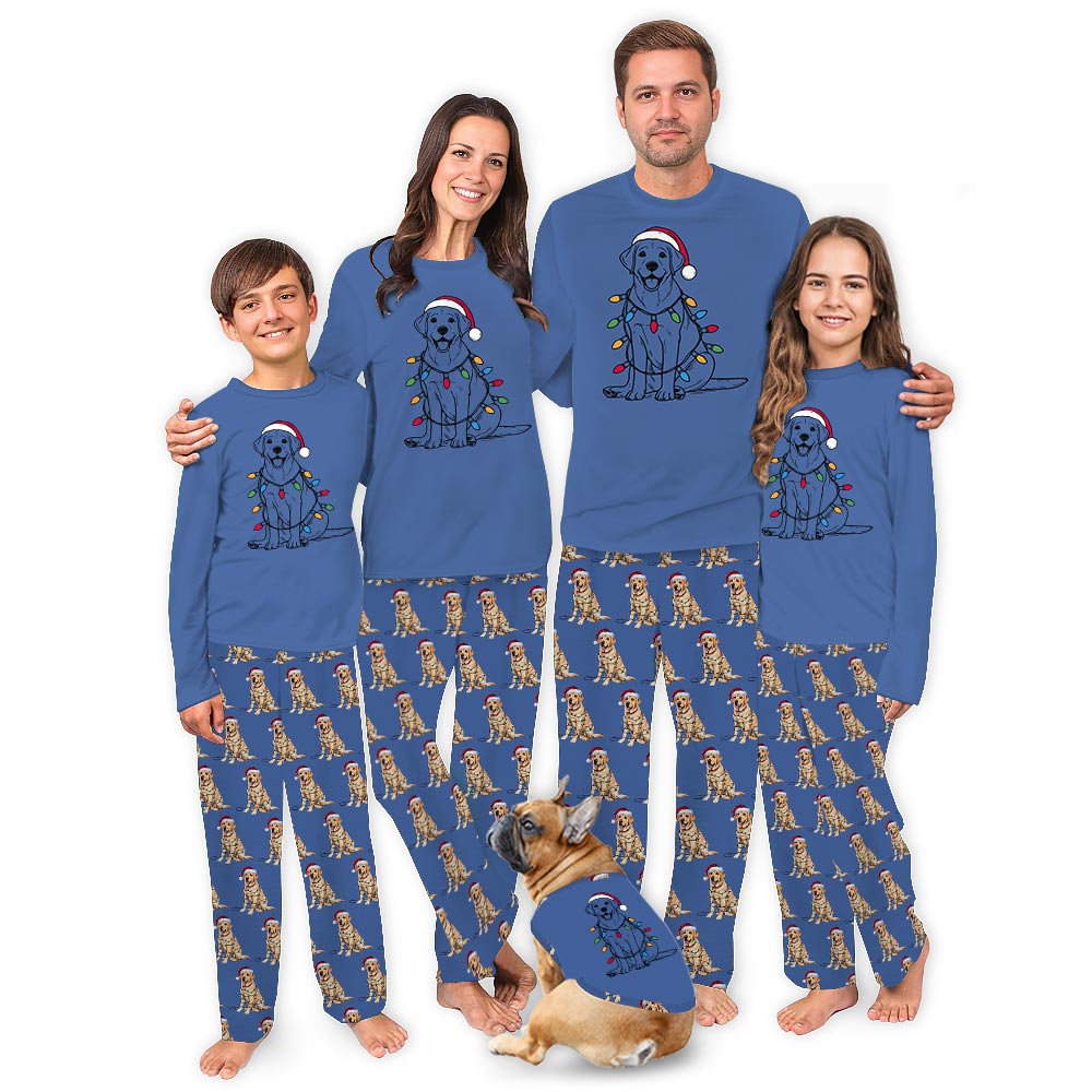 Labrador Retriever And Christmas Light Matching Family Jammies 4