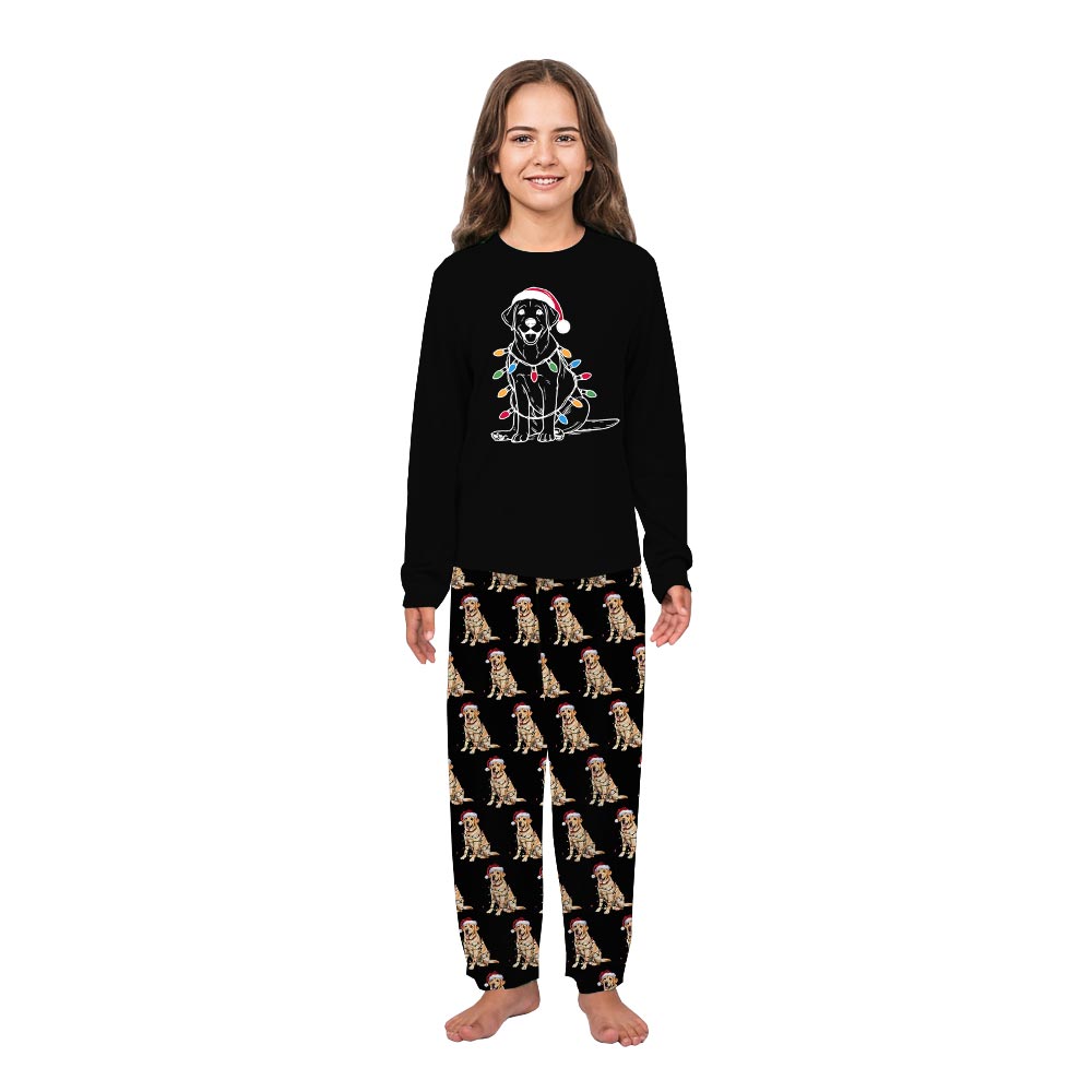 Labrador Retriever And Christmas Light Matching Family Jammies 7