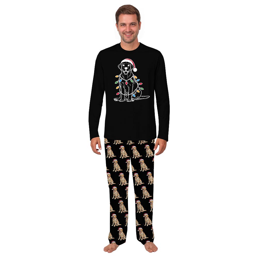 Labrador Retriever And Christmas Light Matching Family Jammies 8