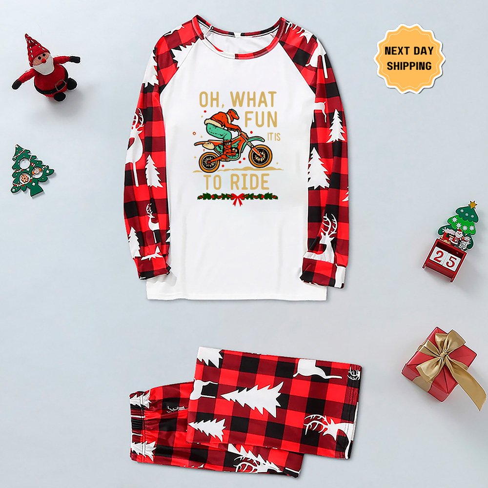 Oh What Fun It Is To Ride Motocross Matching Pjs For Xmas 6