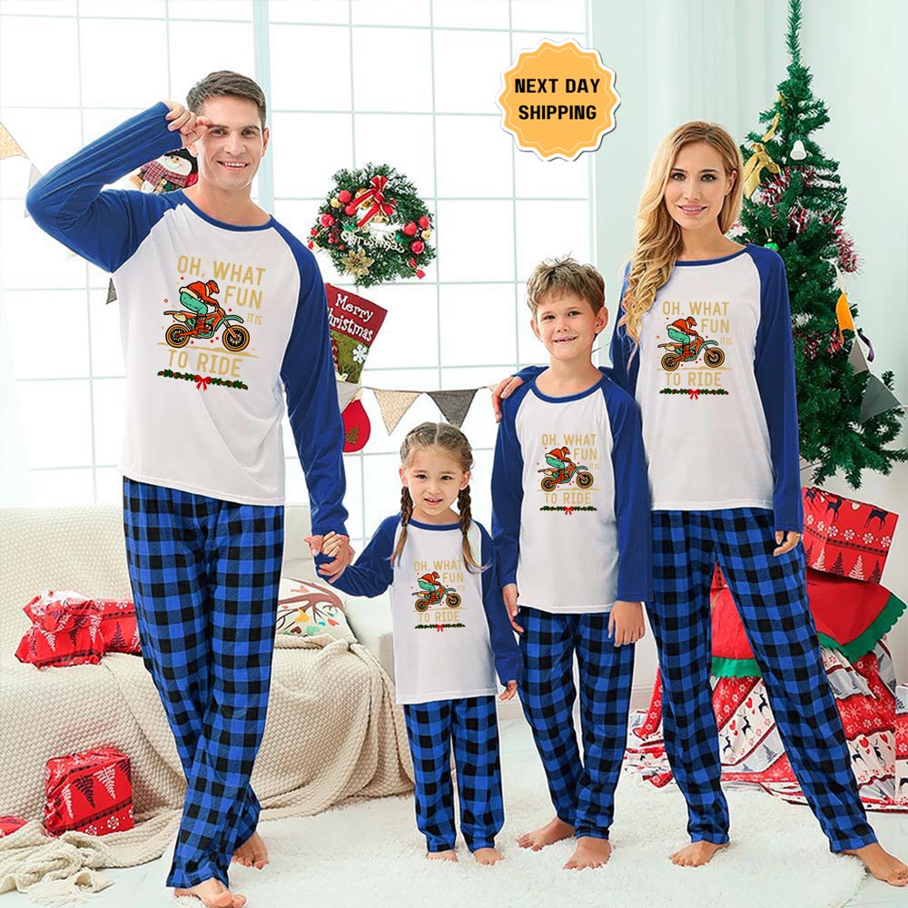 Oh What Fun It Is To Ride Motocross Matching Pjs For Xmas 5