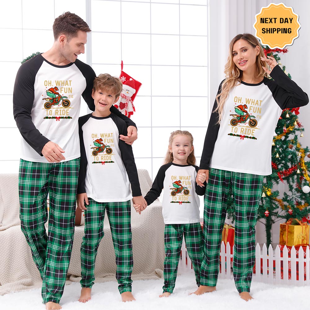 Oh What Fun It Is To Ride Motocross Matching Pjs For Xmas 3