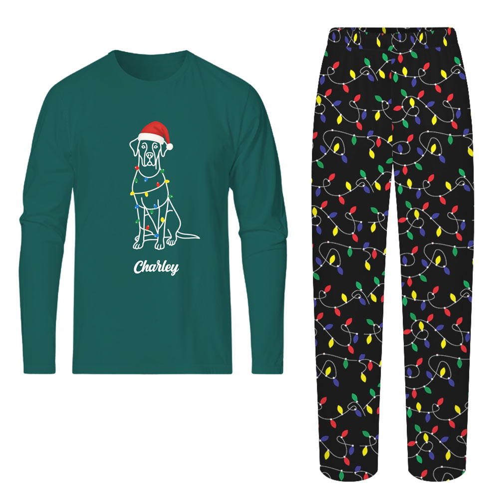Personalized Dog Christmas Light Matching Pajamas With Name 2