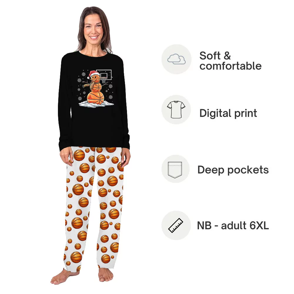 Unique Basketball Snowman Christmas Pajamas Sets 3