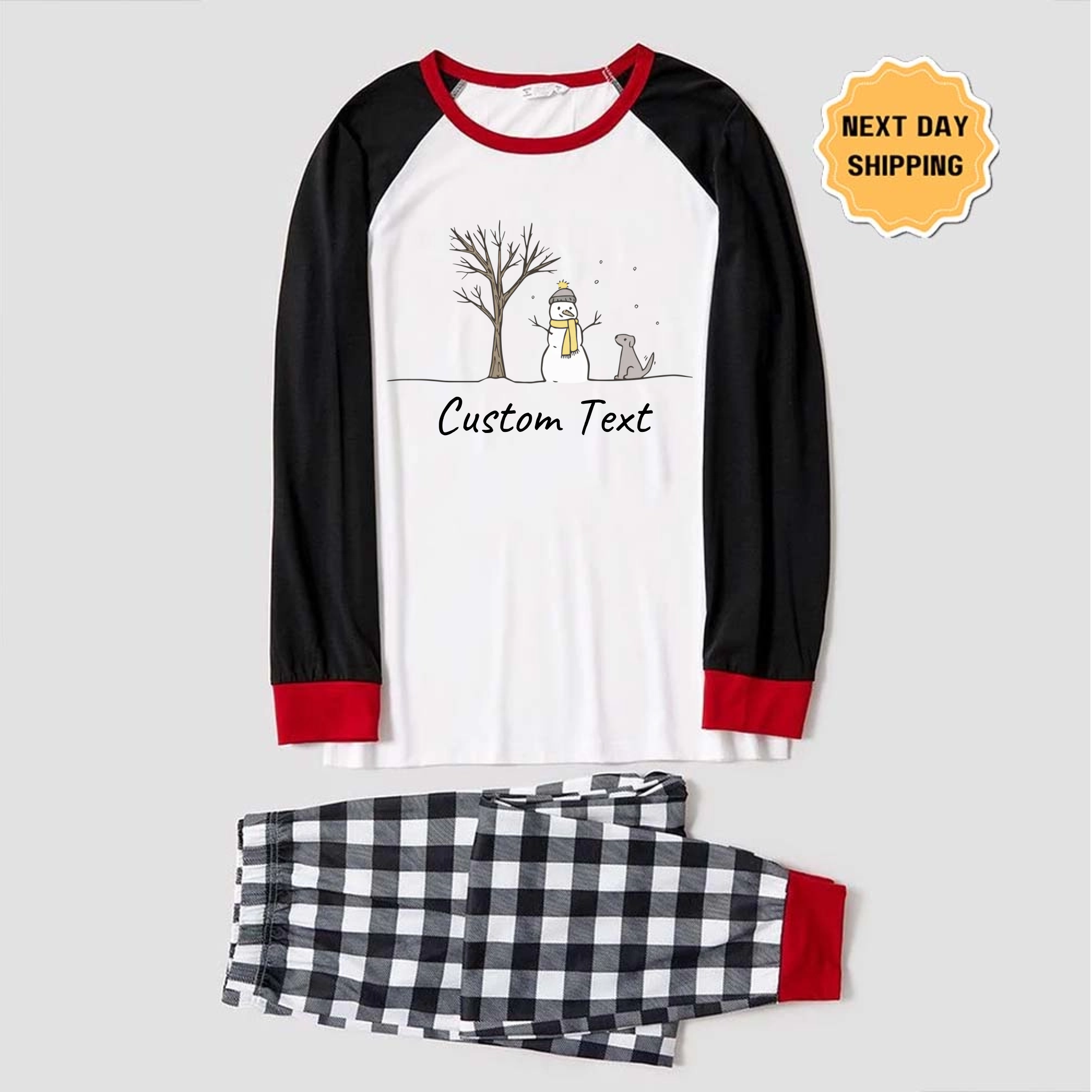 Cute Dog and Snowman Family Matching Pyjama Sets with Name Custom 2