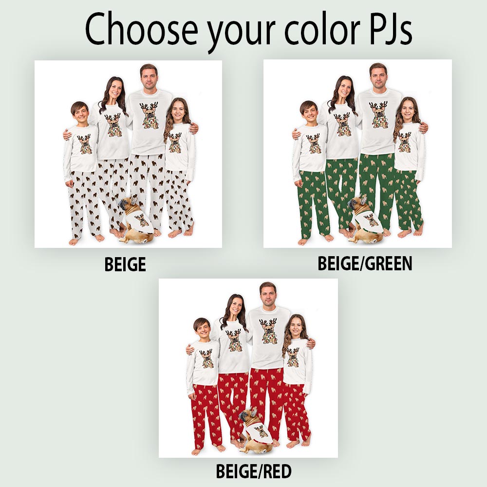 Cute French Bulldog with Reindeer Matching Christmas Pajamas 3