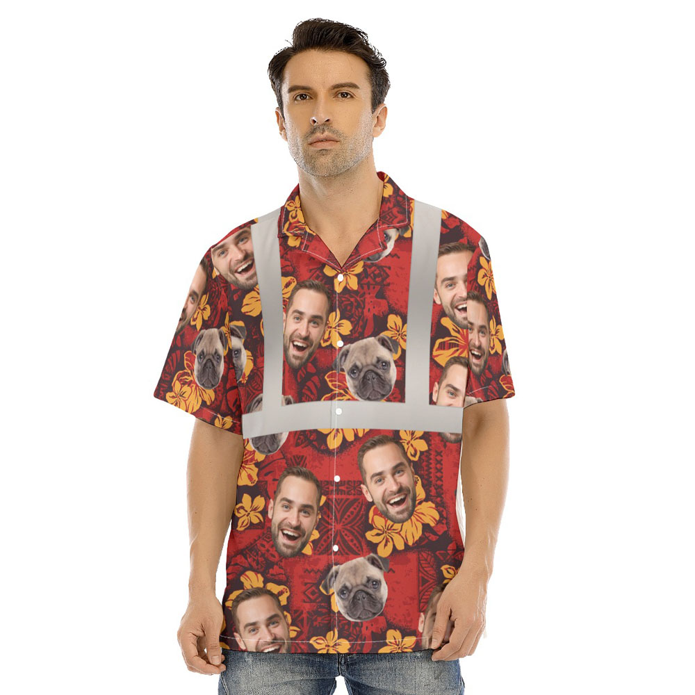 Classic Hi Vis Hawaiian Shirt With Custom Multiple Faces