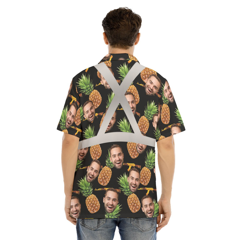 Cool Tactical Gun Pineapple Custom Face Hi Vis Hawaiian Shirt 3