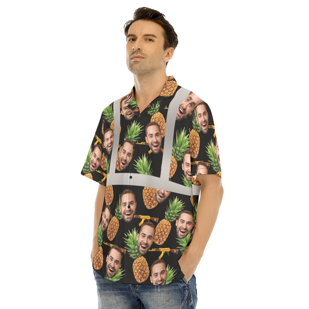 Cool Tactical Gun Pineapple Custom Face Hi Vis Hawaiian Shirt 4