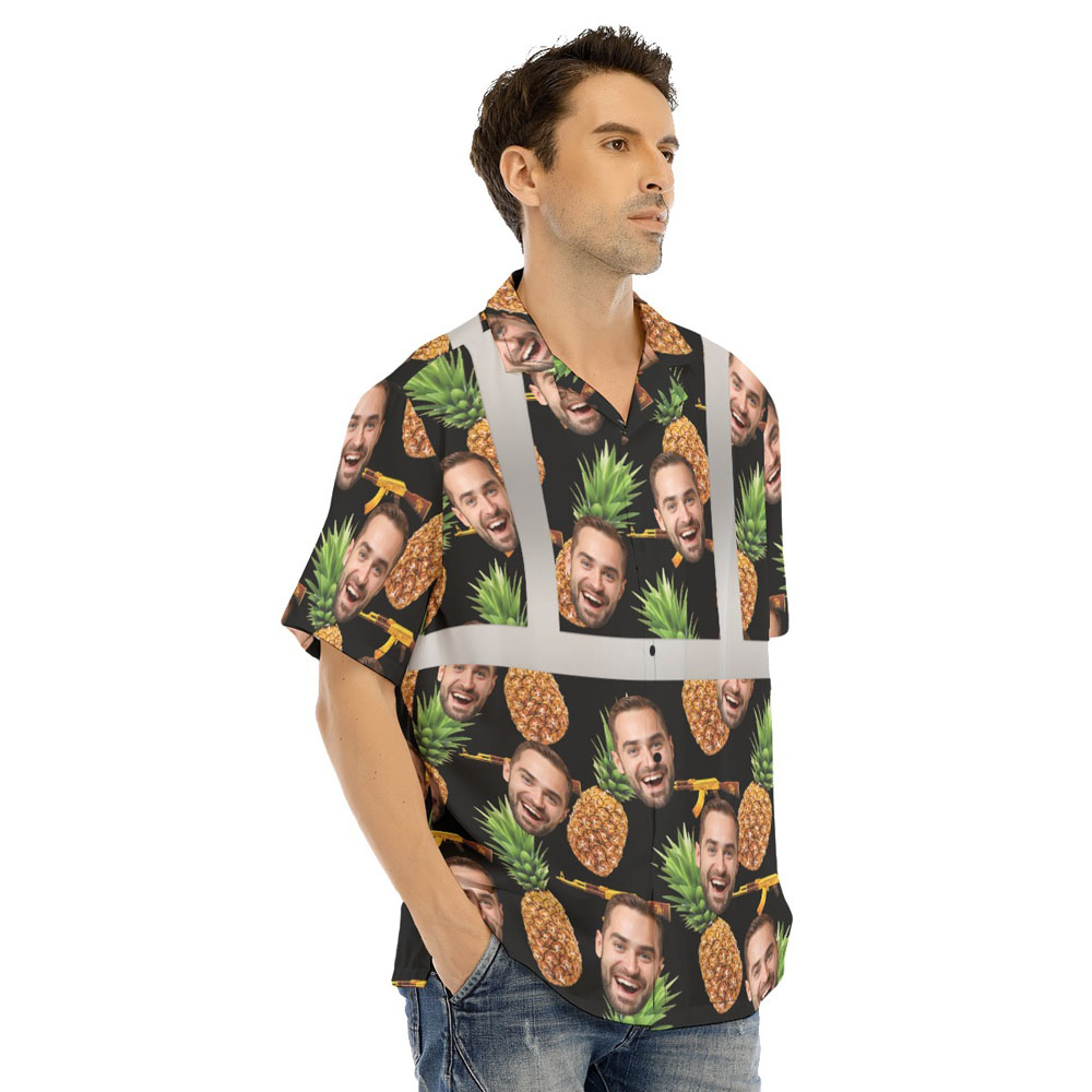 Cool Tactical Gun Pineapple Custom Face Hi Vis Hawaiian Shirt 5