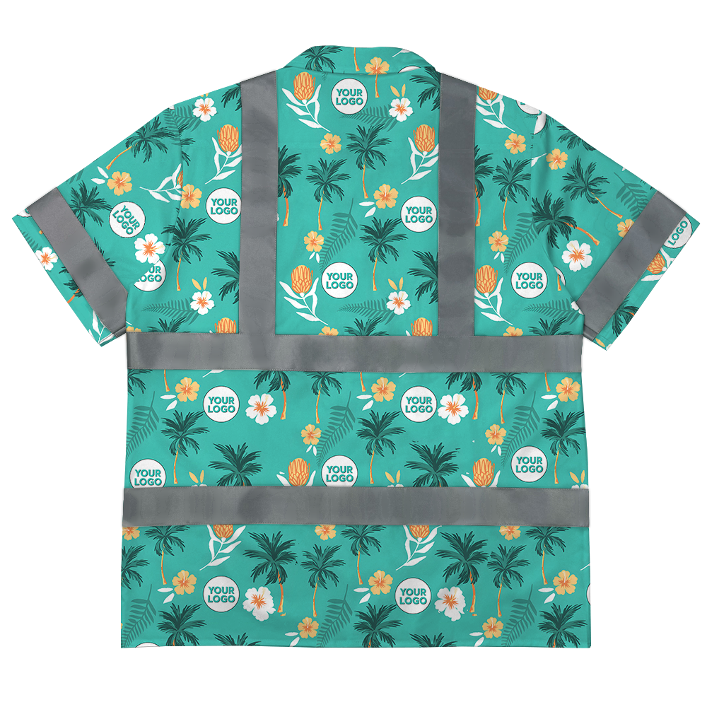 Custom Logo Hi Vis Tropical Theme Hawaiian Shirt 2