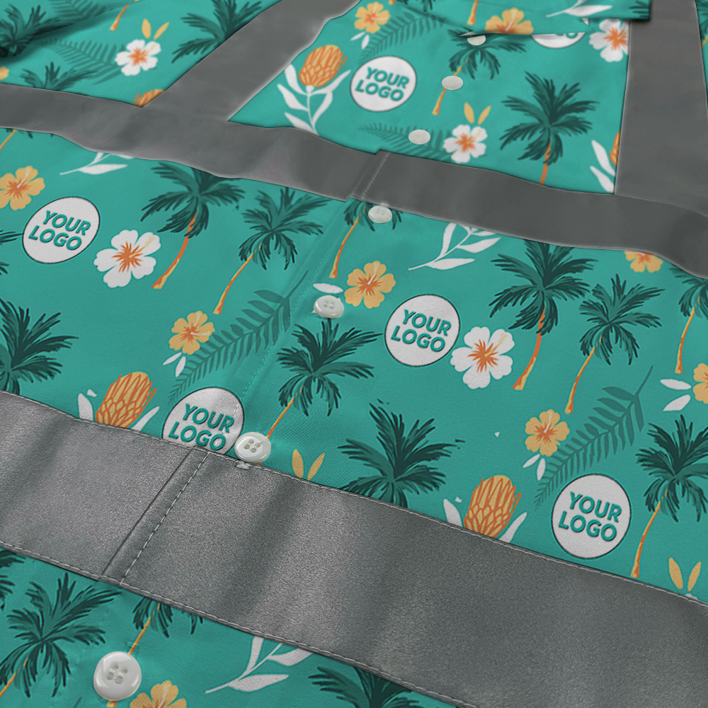 Custom Logo Hi Vis Tropical Theme Hawaiian Shirt 3