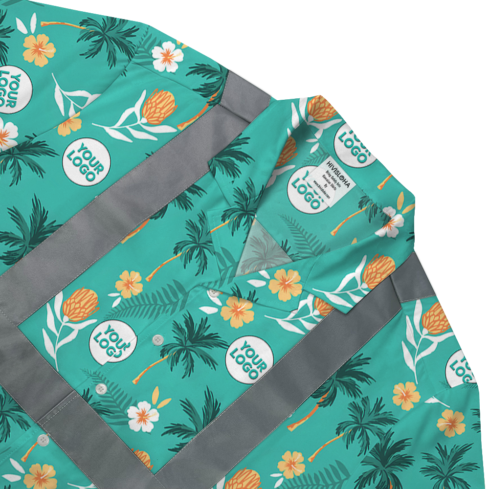 Custom Logo Hi Vis Tropical Theme Hawaiian Shirt 4