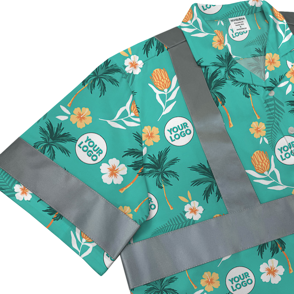 Custom Logo Hi Vis Tropical Theme Hawaiian Shirt 5