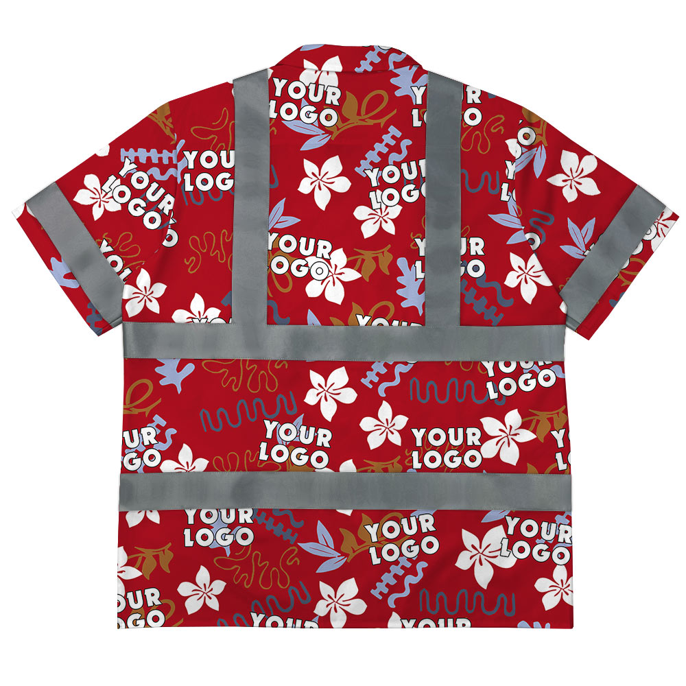 Custom Logo Vintage Red Cotton Hi Vis Hawaiian Shirt 3