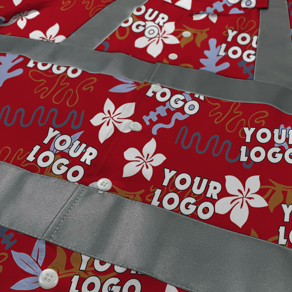 Custom Logo Vintage Red Cotton Hi Vis Hawaiian Shirt 6