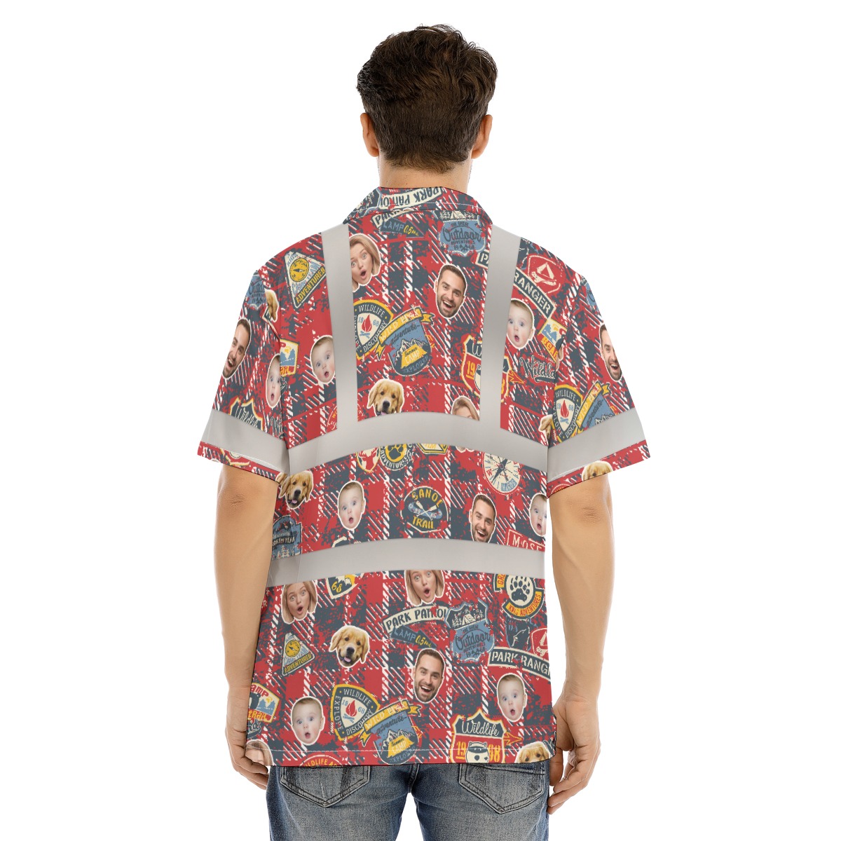 Funny Custom Face Family Hi Vis Hawaiian Shirt With Reflective Strip 5