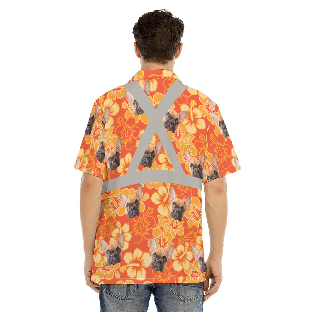 Funny Vintage Hi Vis Hawaiian Shirt With Custom Dog Face 3
