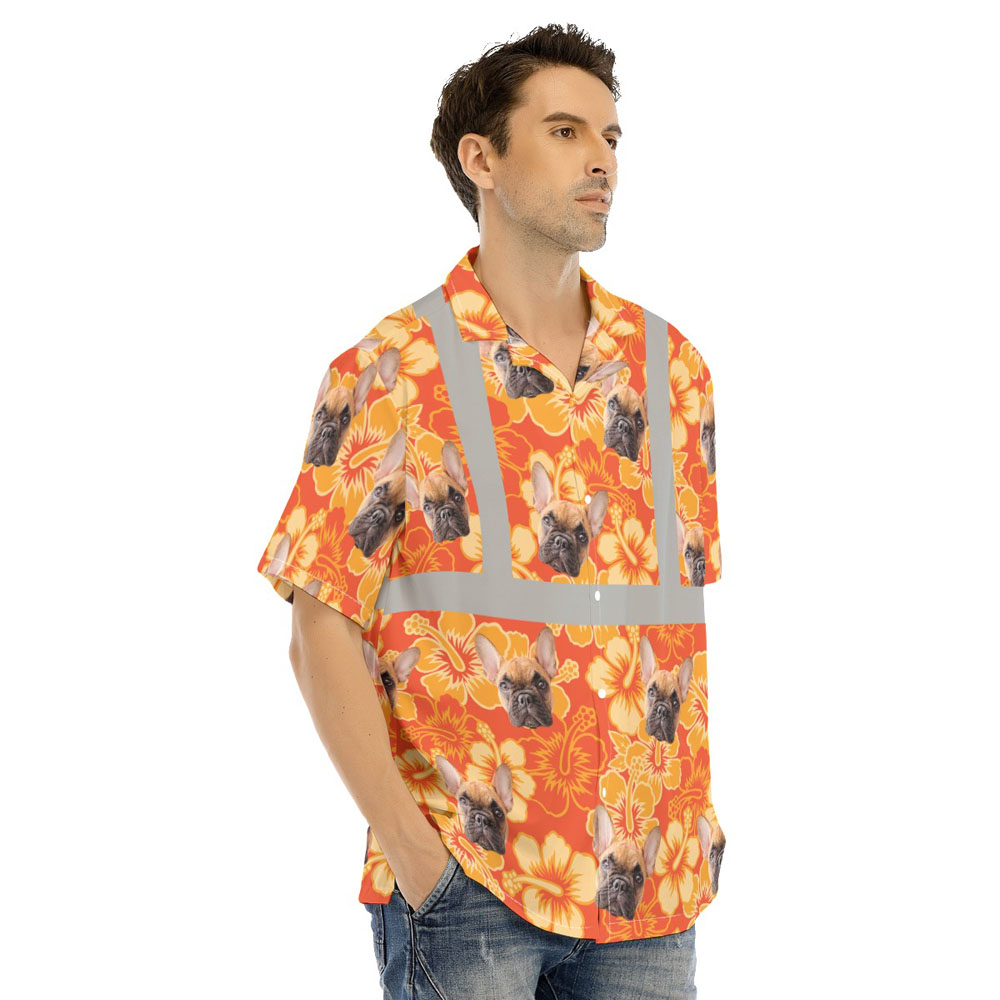 Funny Vintage Hi Vis Hawaiian Shirt With Custom Dog Face 5