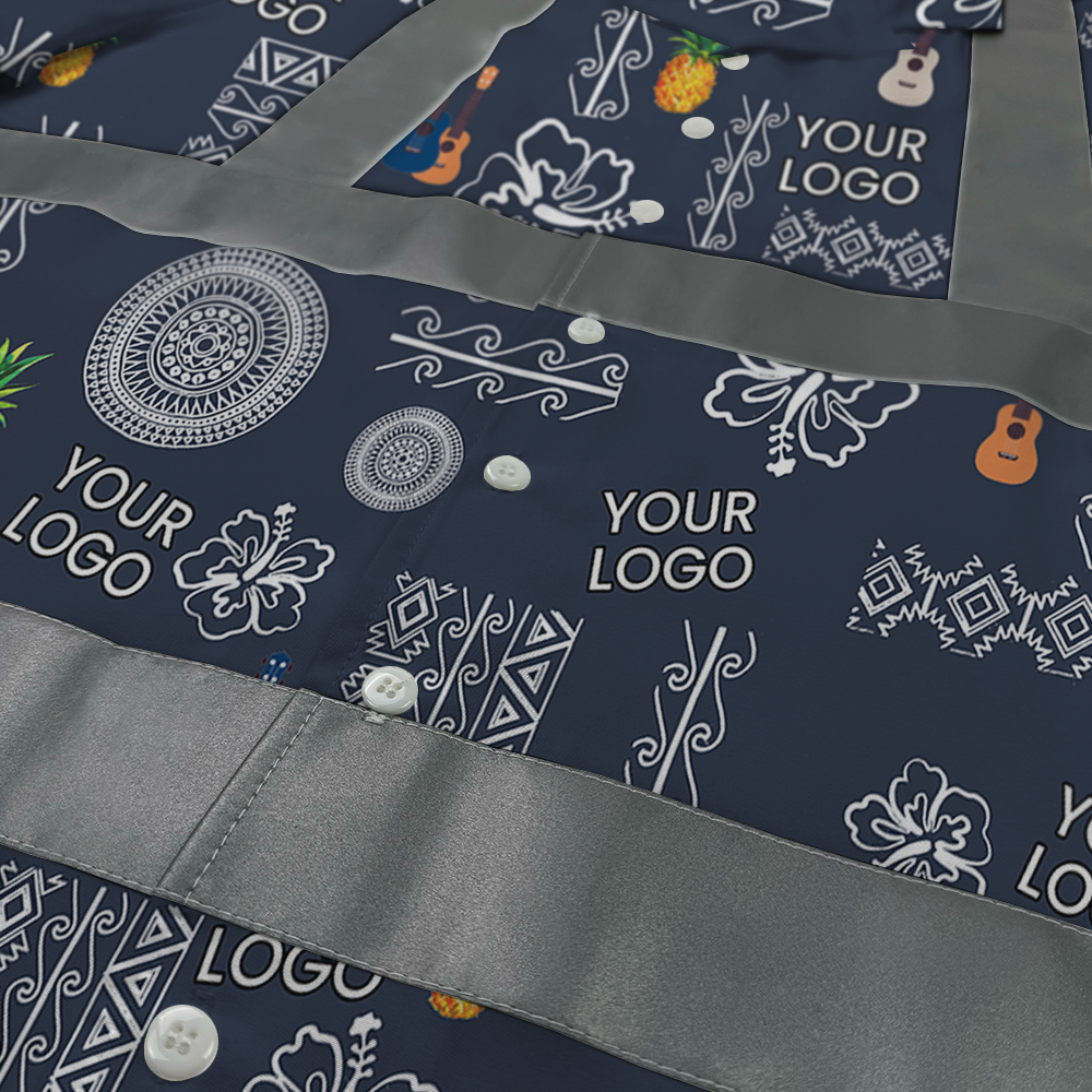 Navy Pineapple Safety Hawaiian Shirt With Custom Logo 3