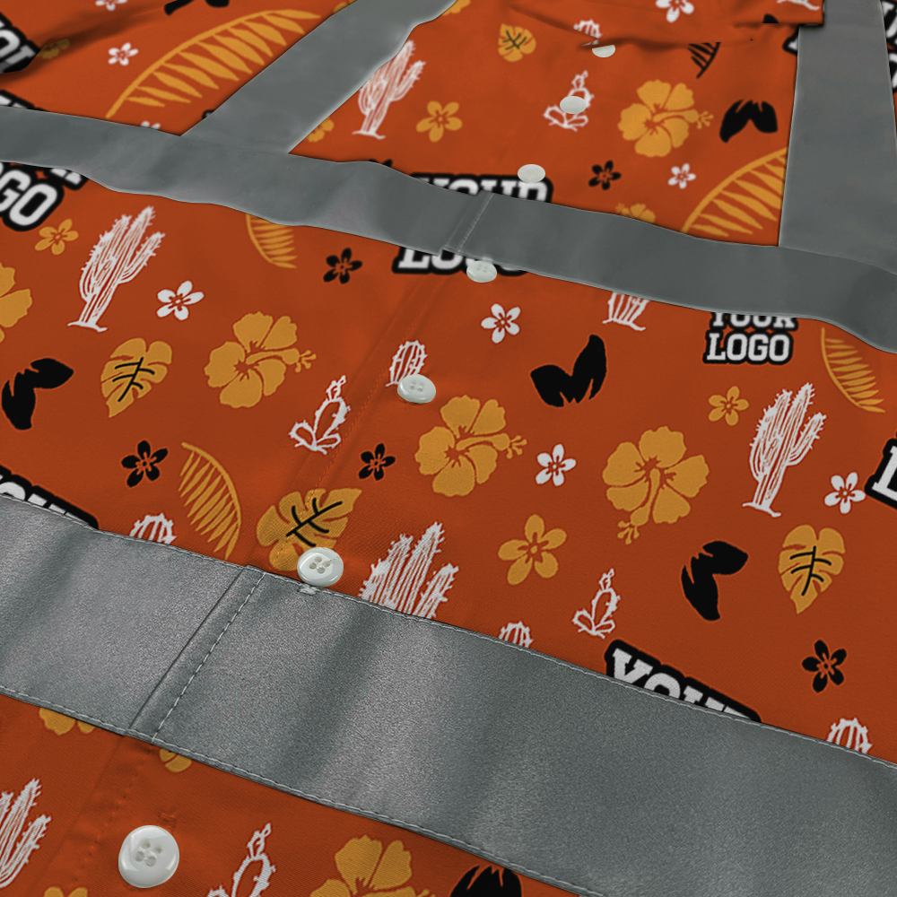 Orange Cactus Reflective Safety Aloha Shirt With Custom Logo 3