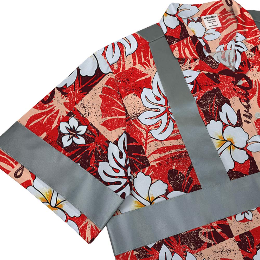 Premium Cotton Floral Hawaiian Shirt With Reflective Strip 5