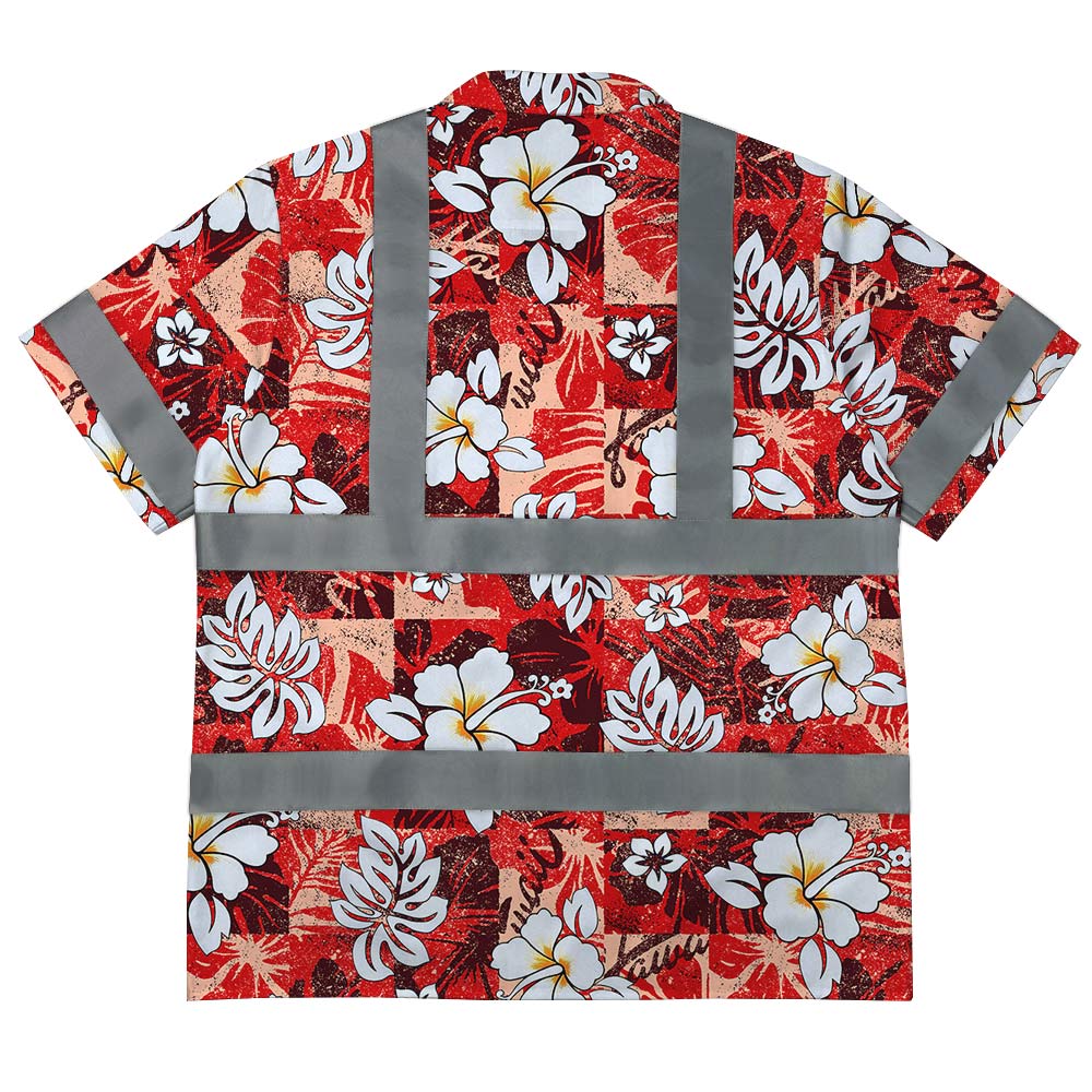 Premium Cotton Floral Hawaiian Shirt With Reflective Strip 3