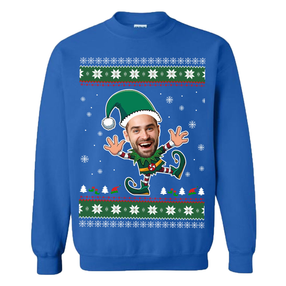 Custom Funny Face Christmas Elf Ugly Christmas Sweatshirt 8