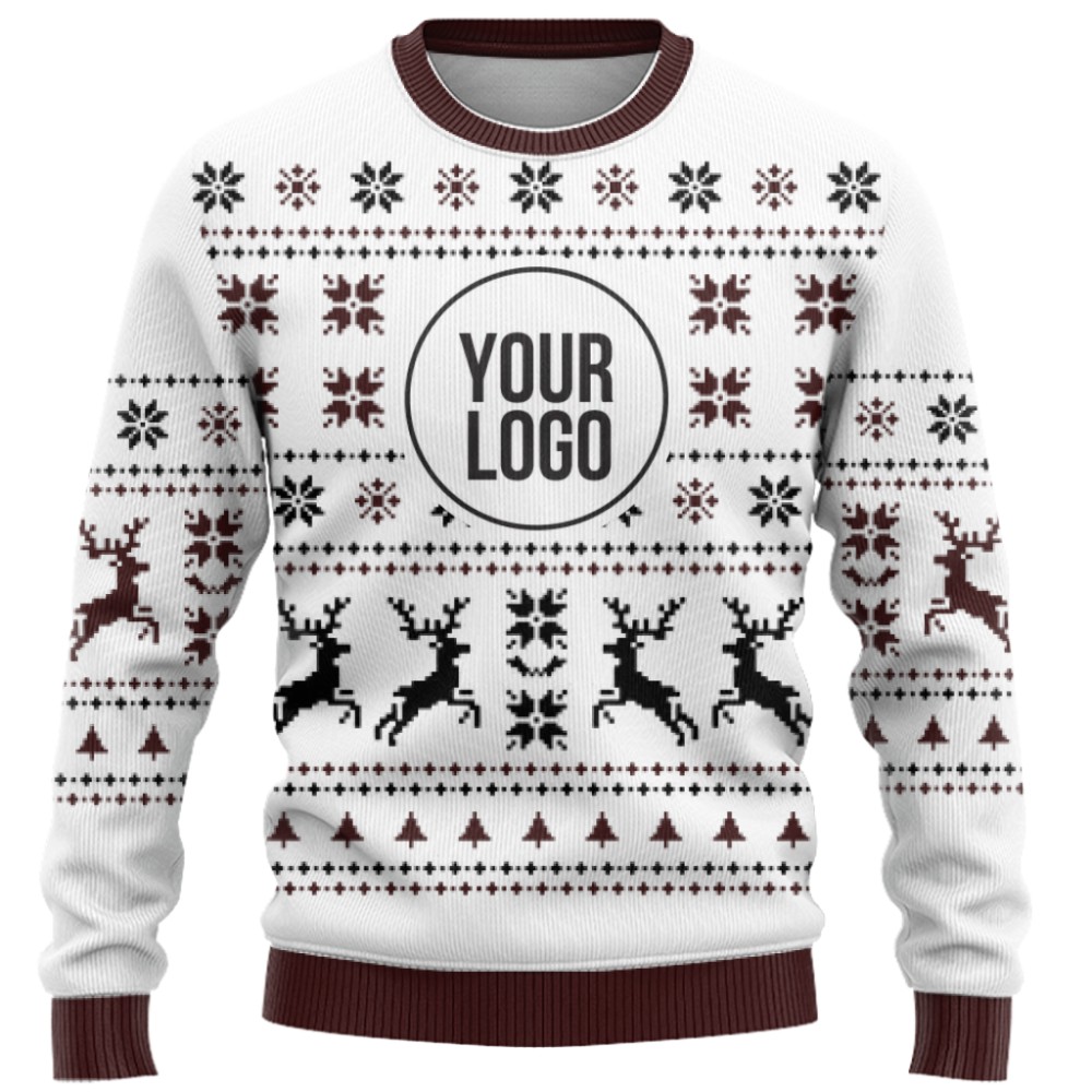Basic Custom Logo Christmas Sweater White  10