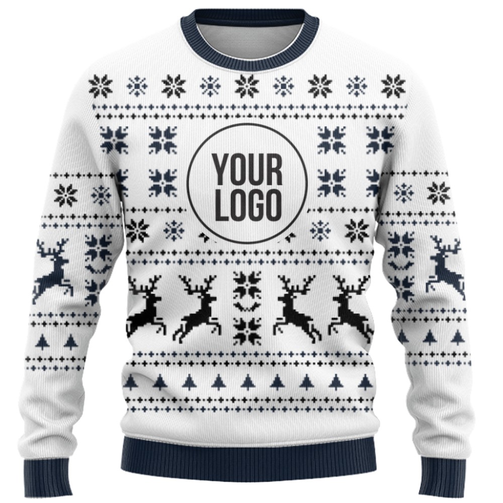 Basic Custom Logo Christmas Sweater White  11