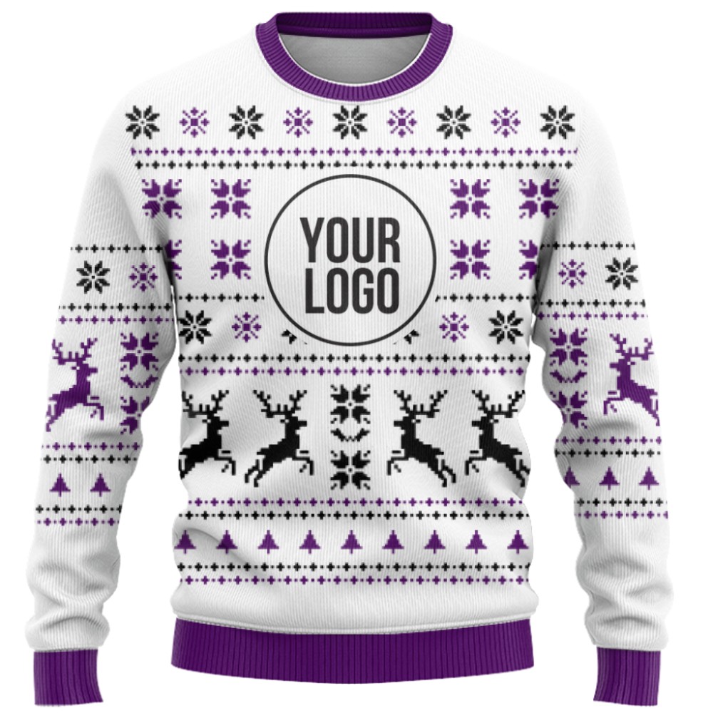 Basic Custom Logo Christmas Sweater White  2
