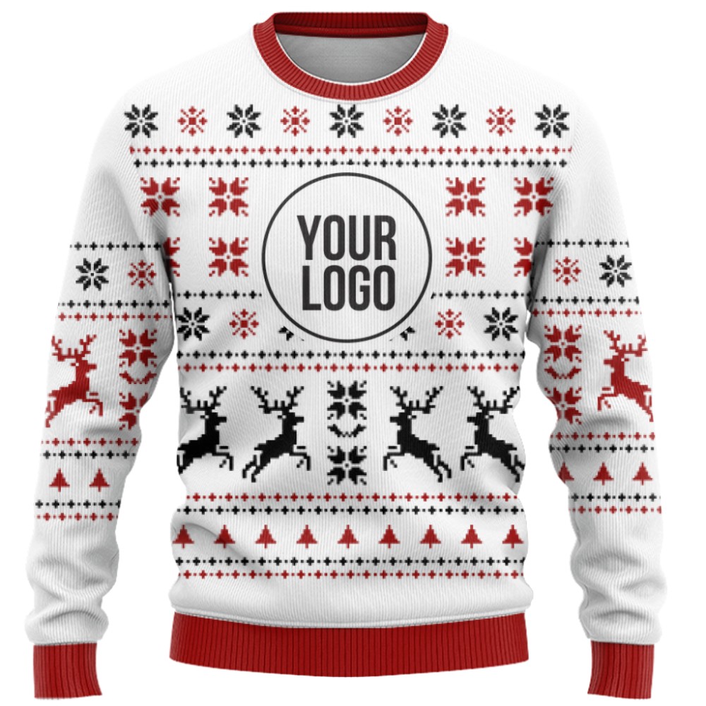 Basic Custom Logo Christmas Sweater White  3