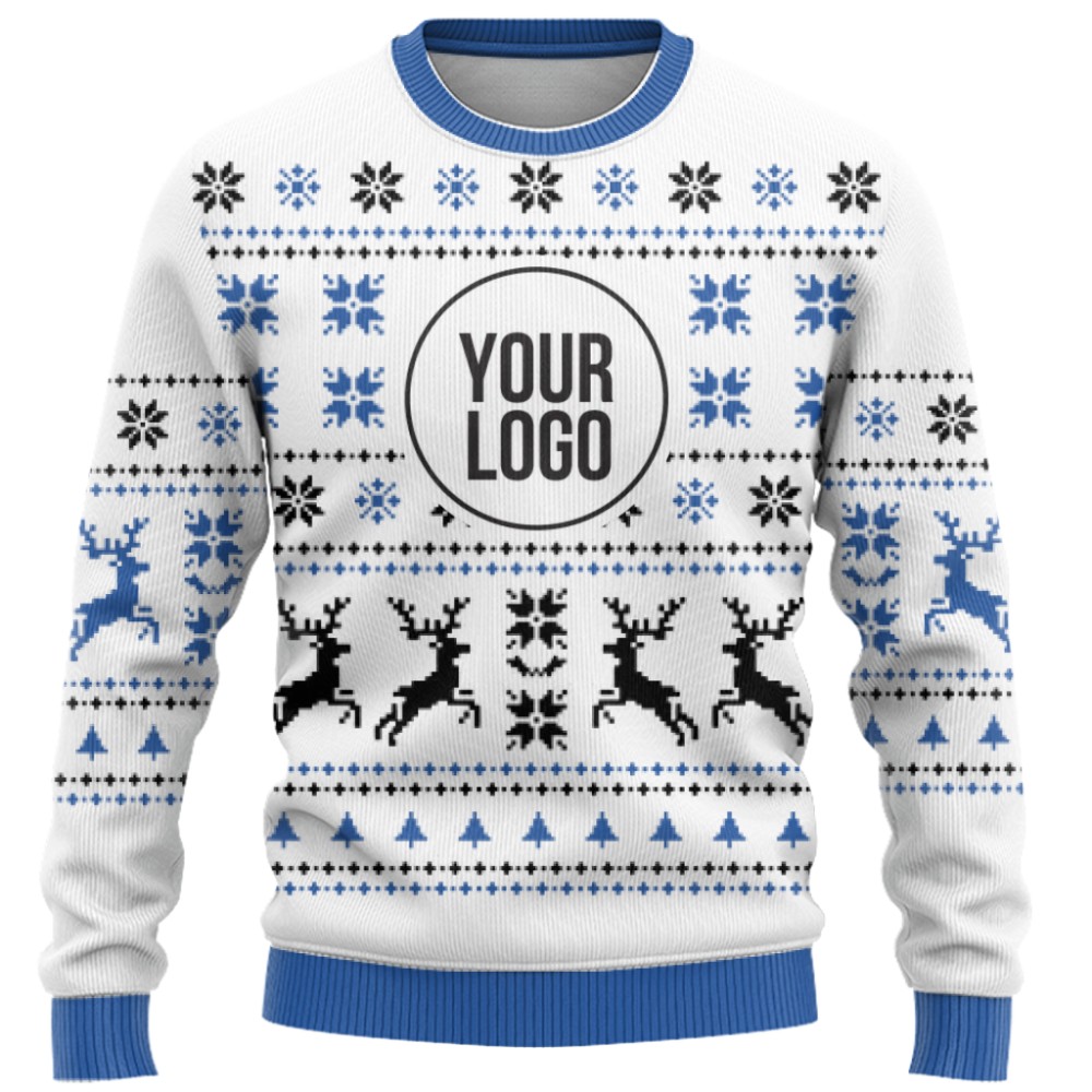 Basic Custom Logo Christmas Sweater White  4