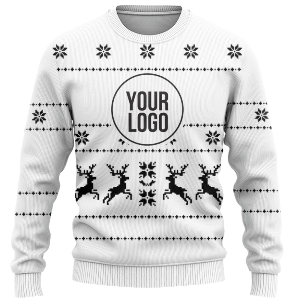 Basic Custom Logo Christmas Sweater White  6