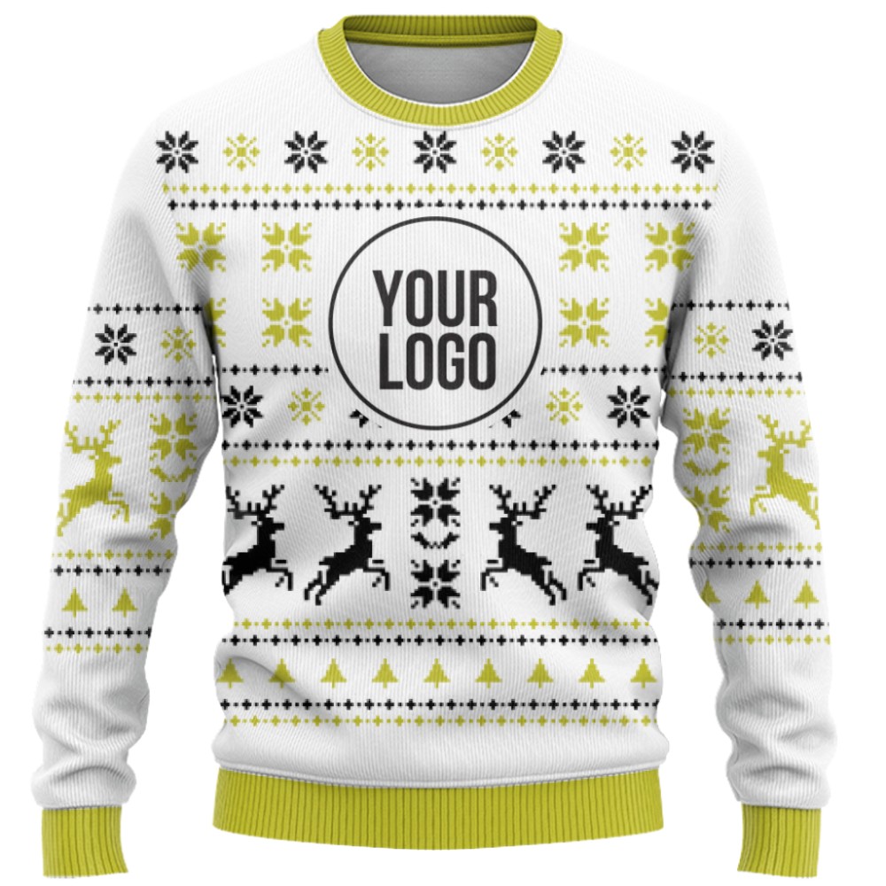 Basic Custom Logo Christmas Sweater White  7