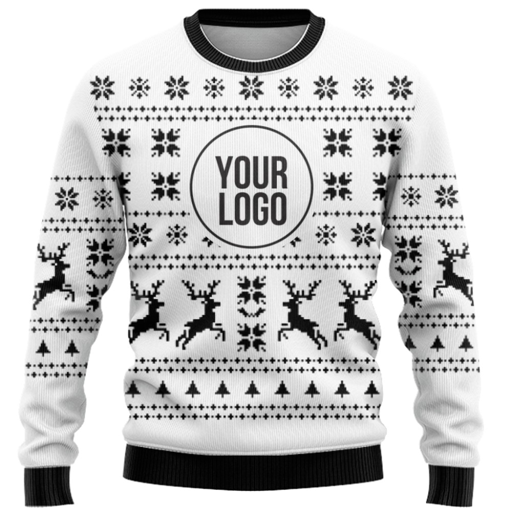 Basic Custom Logo Christmas Sweater White  8