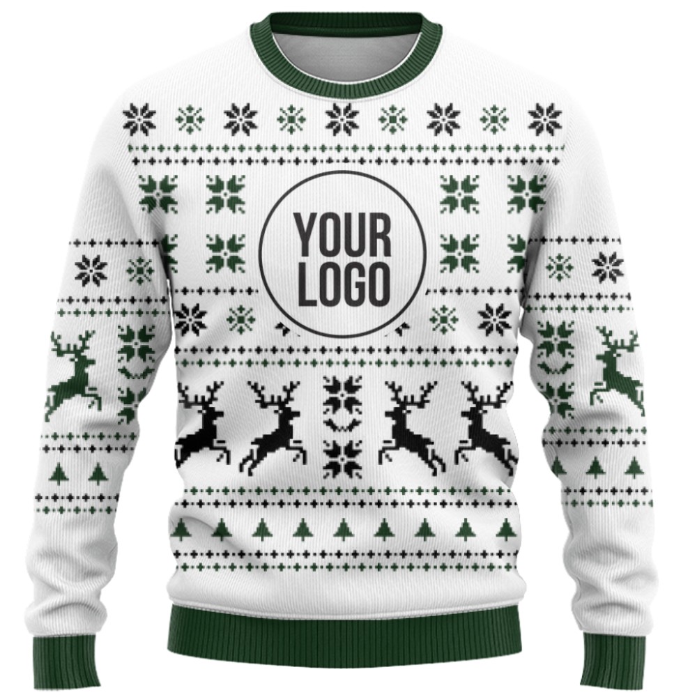Basic Custom Logo Christmas Sweater White  9