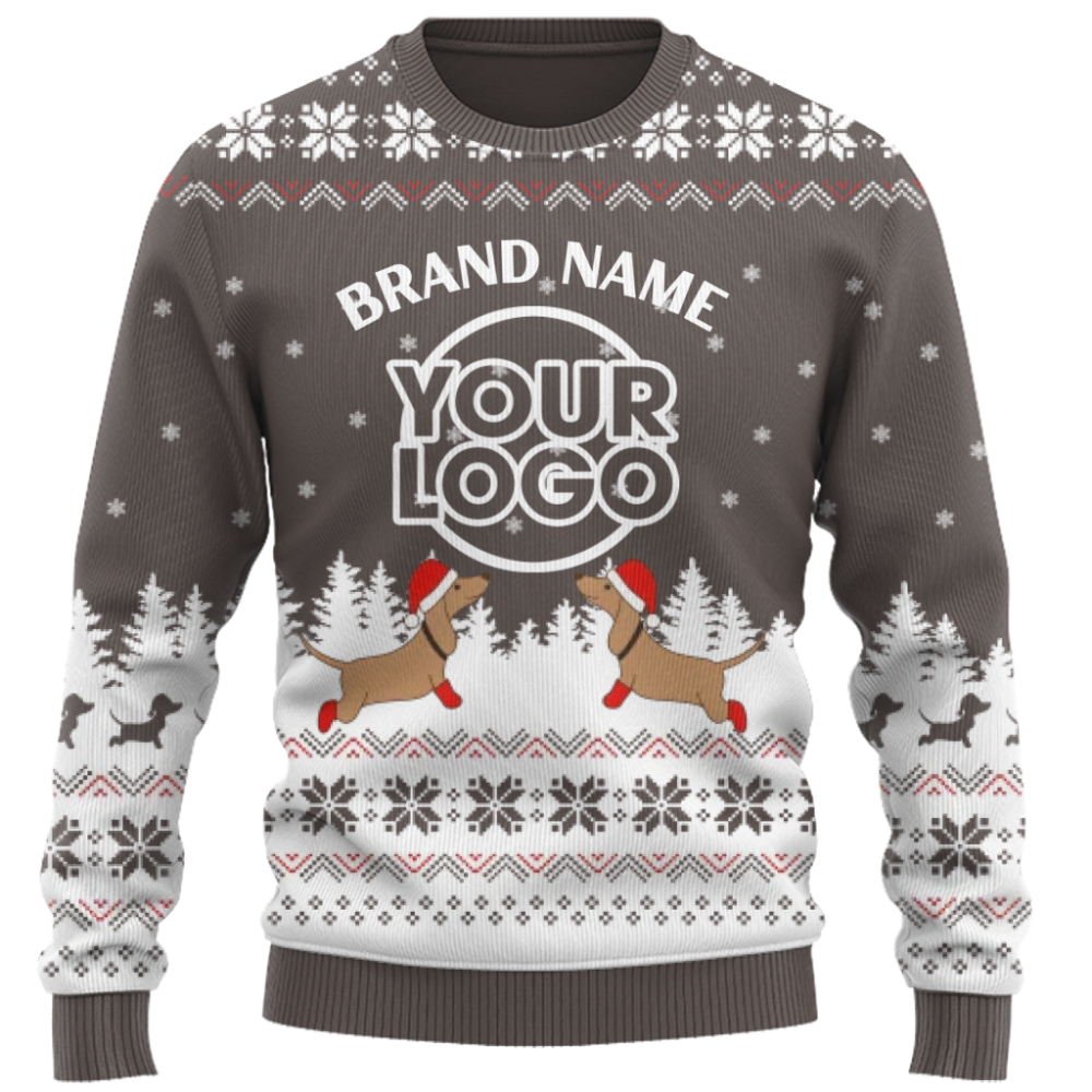 Exclusive Custom Logo Dachshund Ugly Christmas Sweater for Business Teams 3