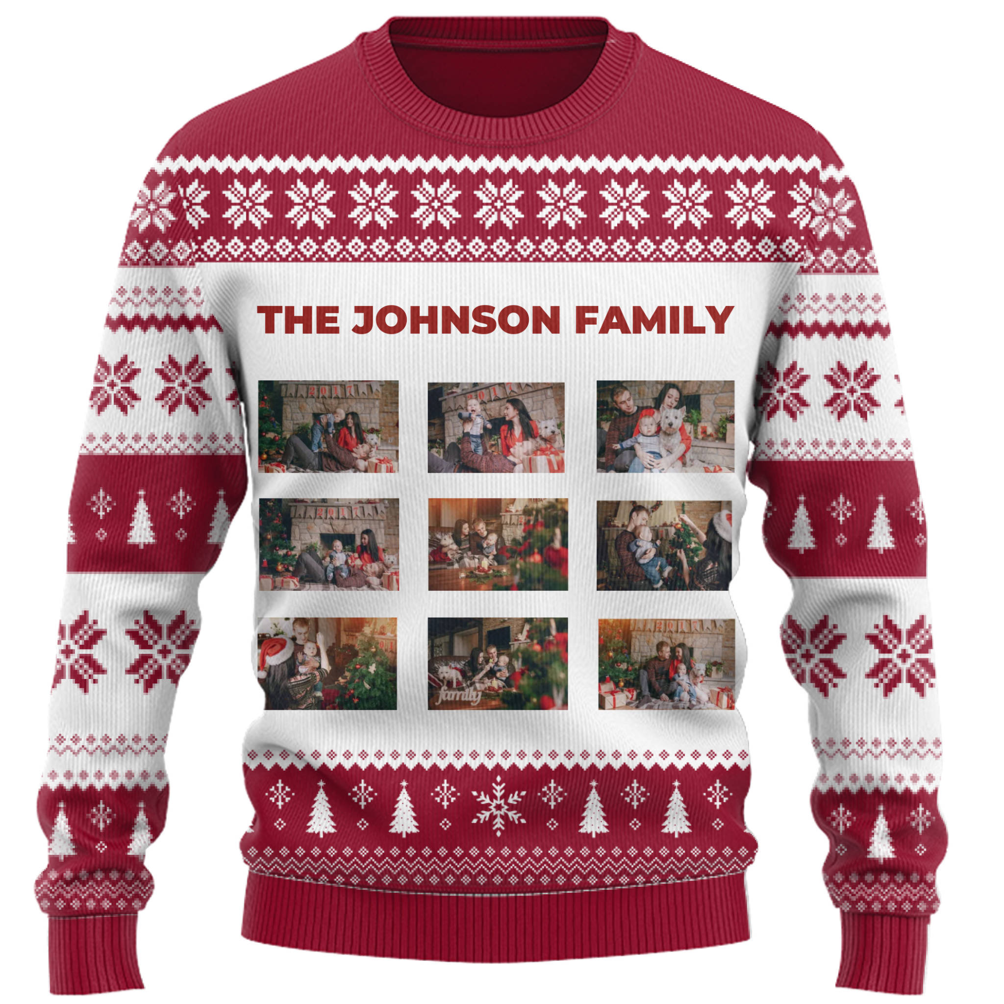 Cozy Custom Family Photos And Name Christmas Sweater 2