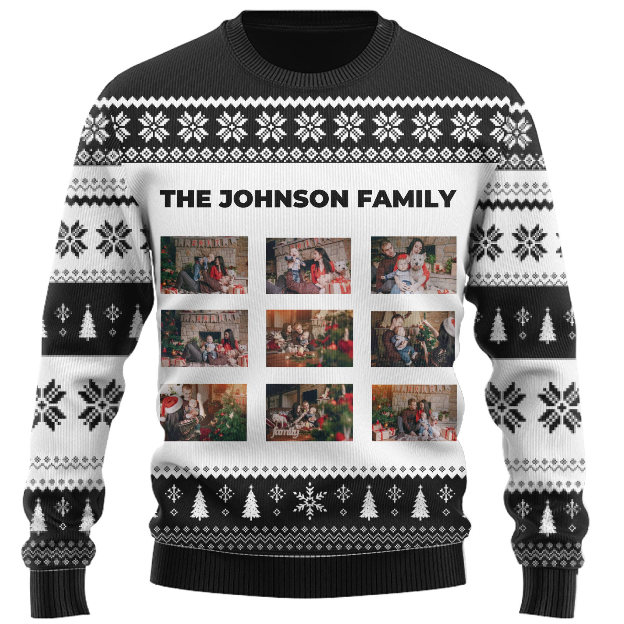 Cozy Custom Family Photos And Name Christmas Sweater 3