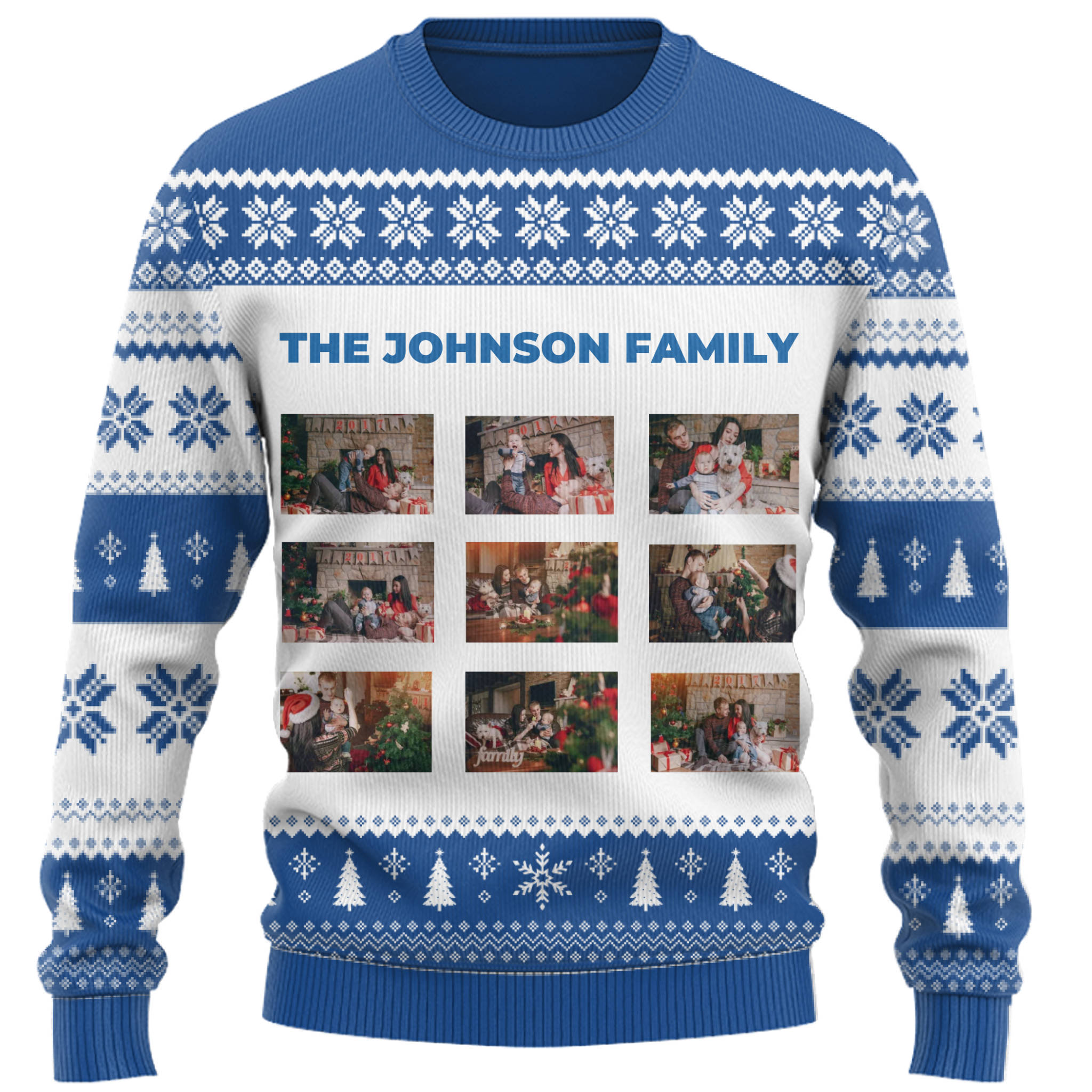 Cozy Custom Family Photos And Name Christmas Sweater 4