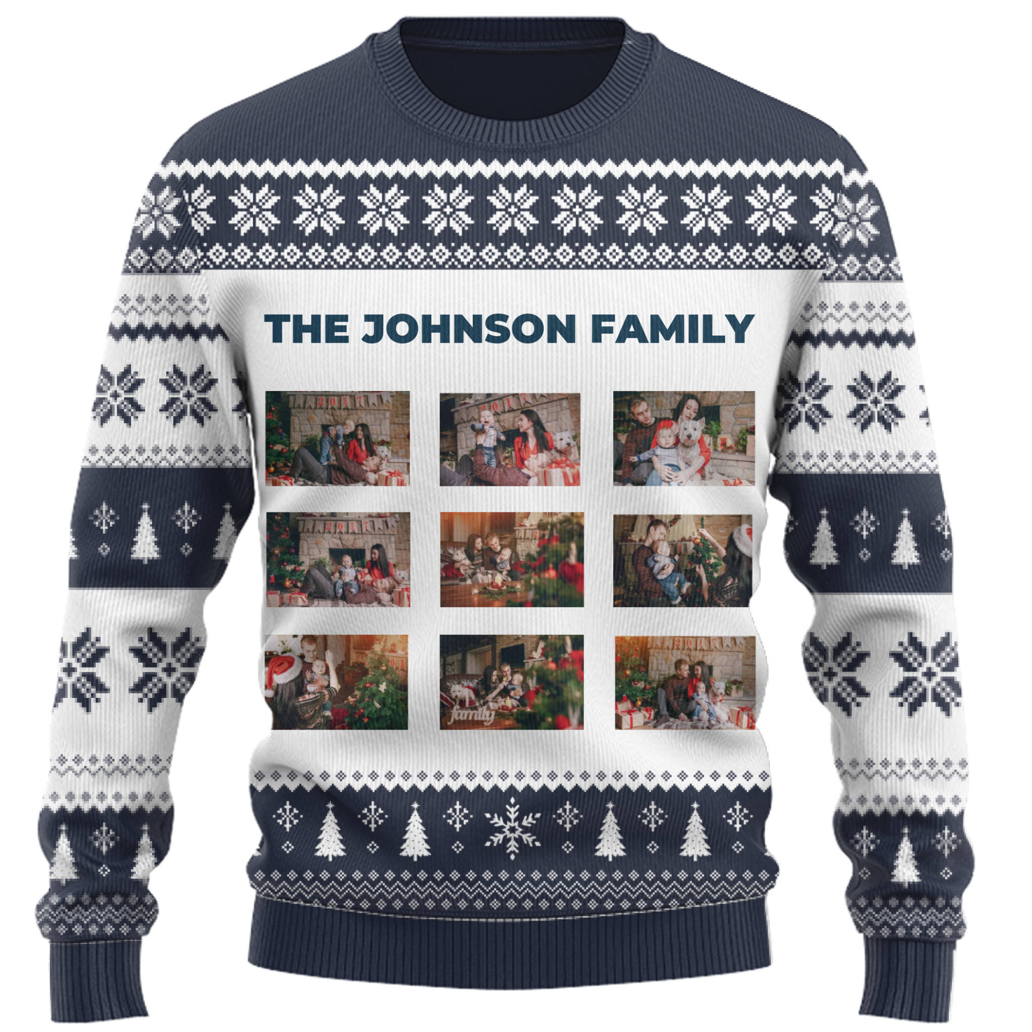 Cozy Custom Family Photos And Name Christmas Sweater 5