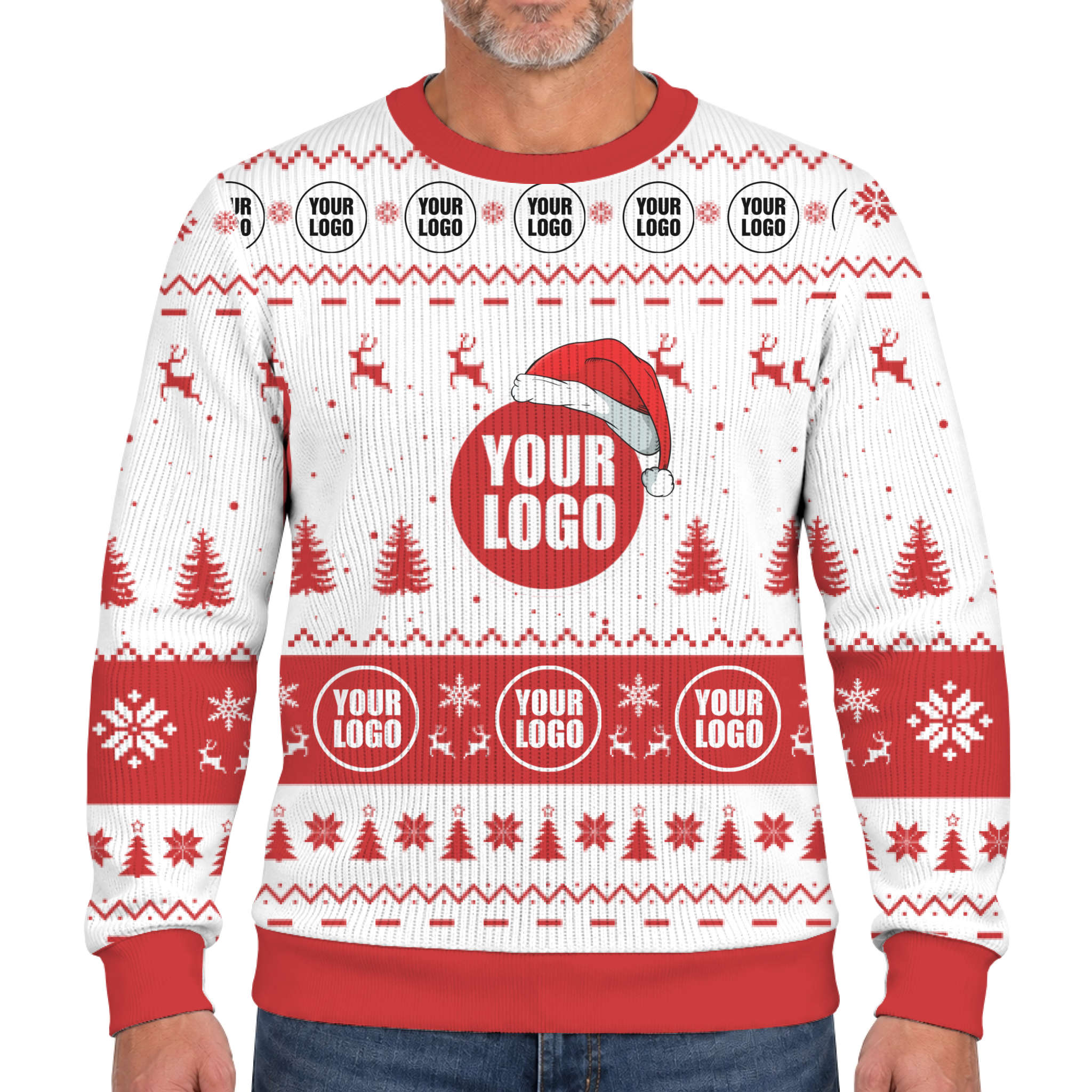 Custom Brand Logo Santa Hat Ugly Xmas Soft Sweater 3