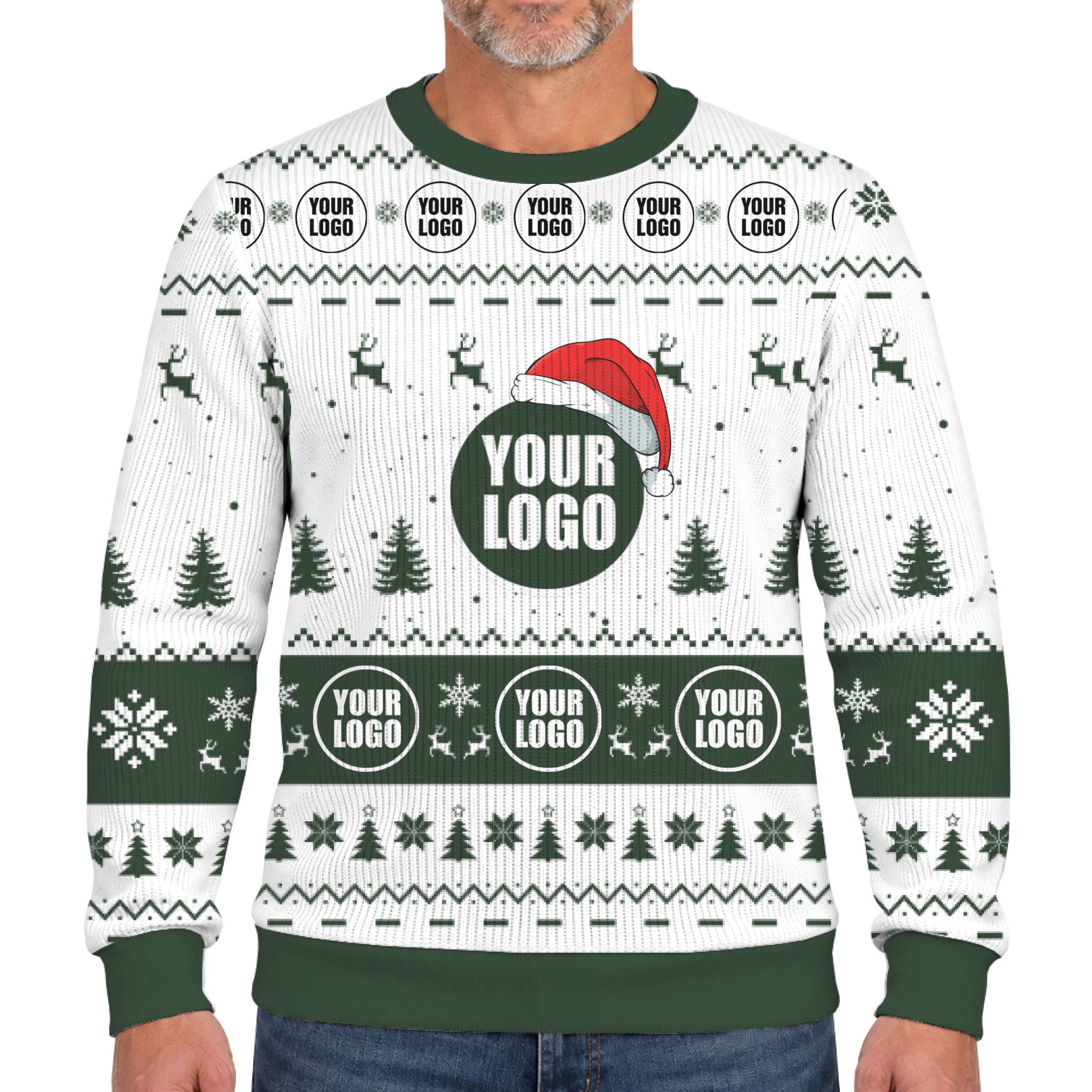 Custom Brand Logo Santa Hat Ugly Xmas Soft Sweater 4