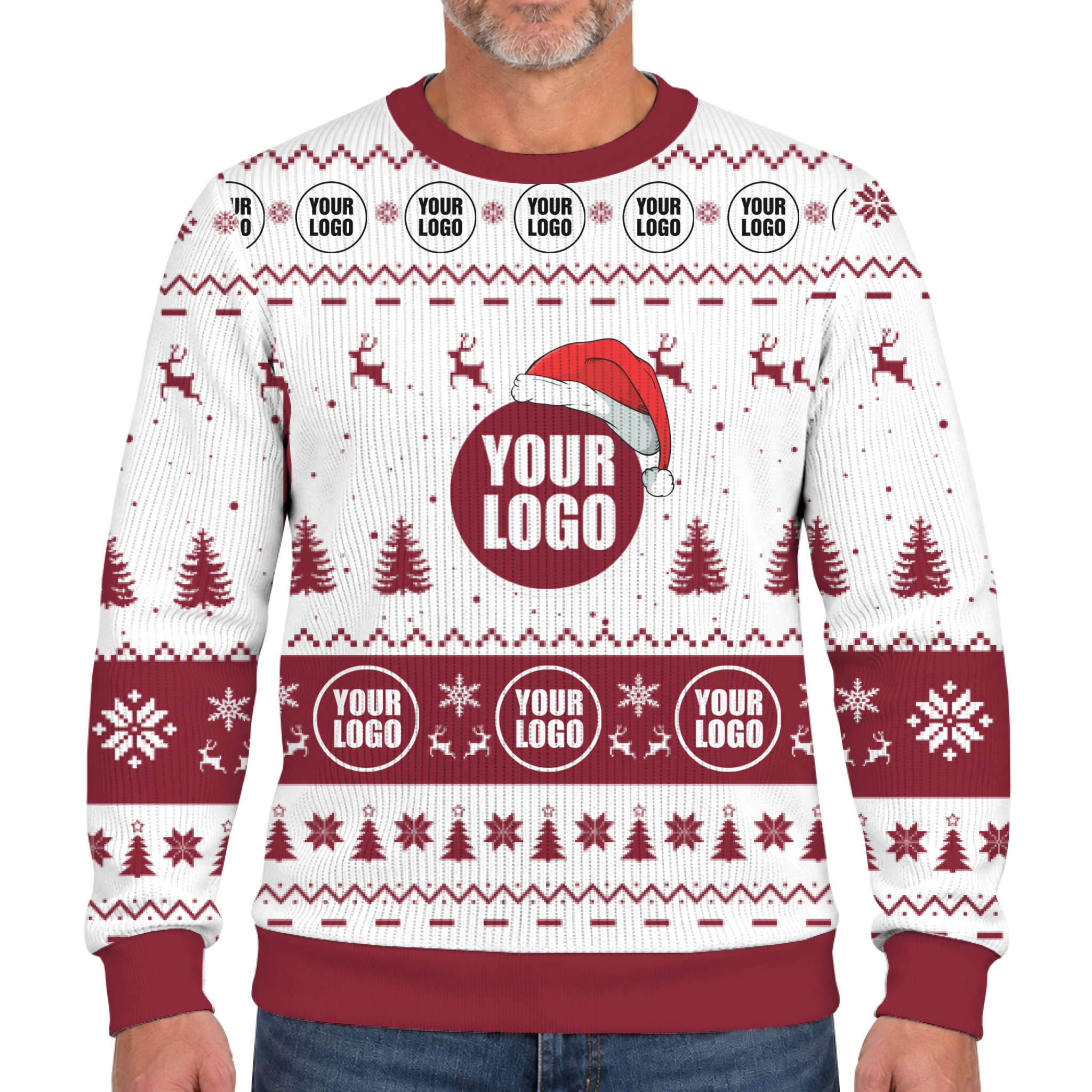Custom Brand Logo Santa Hat Ugly Xmas Soft Sweater 5